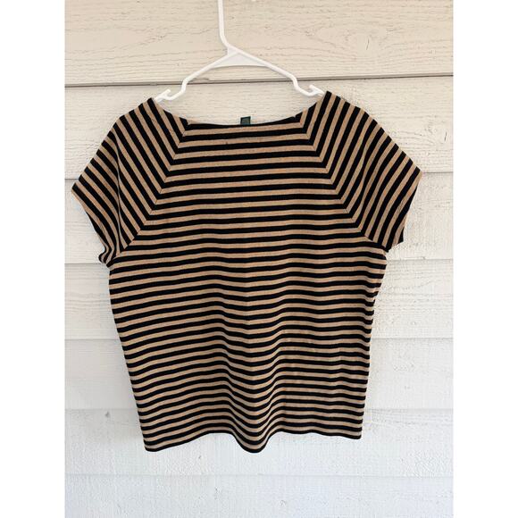 Lauren Ralph Lauren Black Gold Striped Top Size 1X Metallic Knit - Picture 6 of 6